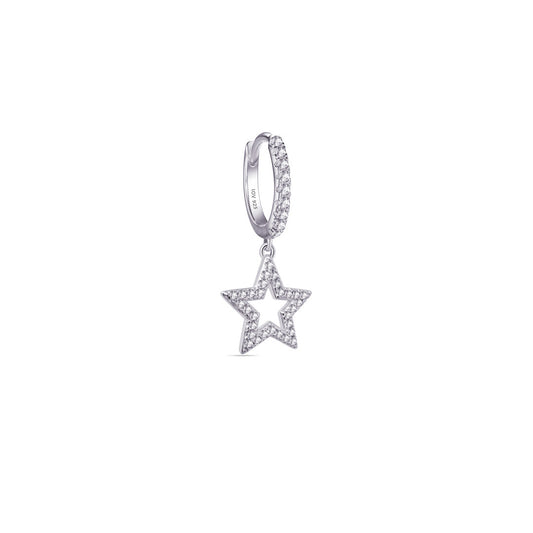 CZ hoops earrings with dangling star shape.