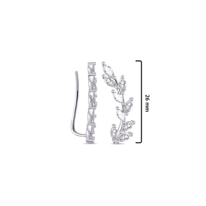 leaf shape marquise stones climber earrings.