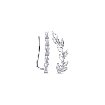 leaf shape marquise stones climber earrings.