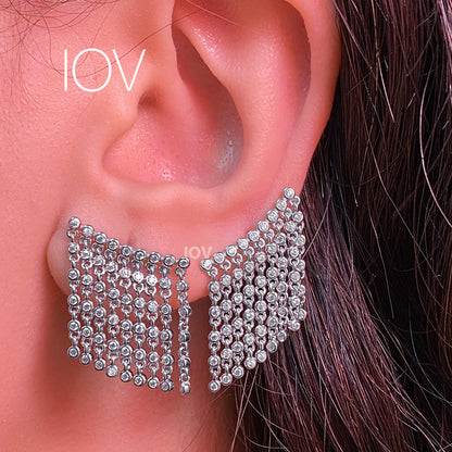 dangling bezel setting stones earrings.
