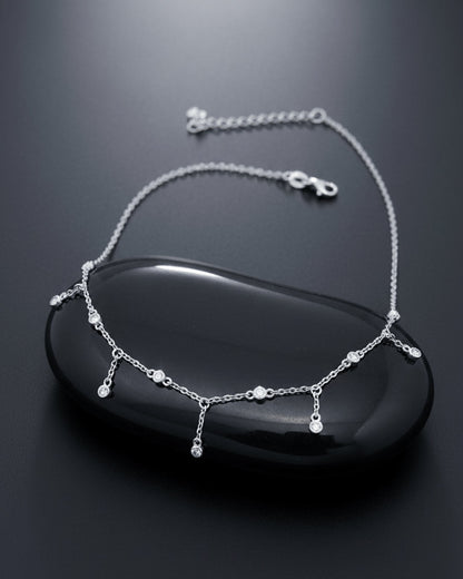 Minimal CZ Drop Sterling Silver Choker