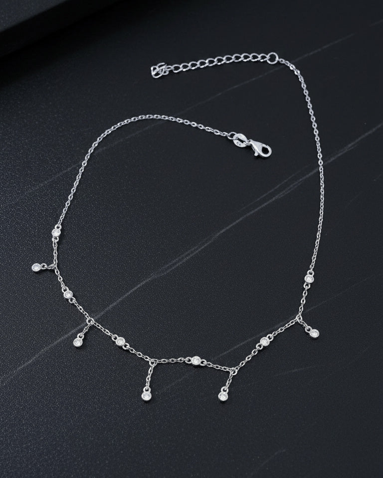 Minimal CZ Drop Sterling Silver Choker