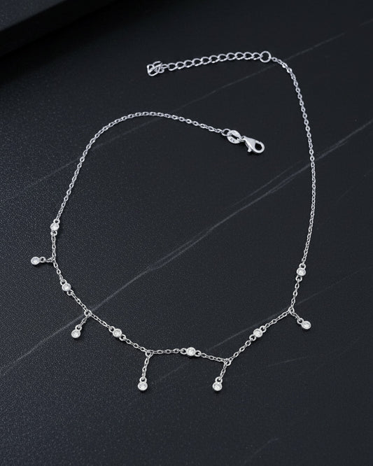 Minimal CZ Drop Sterling Silver Choker