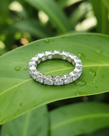 all round eternity ring of round stones.