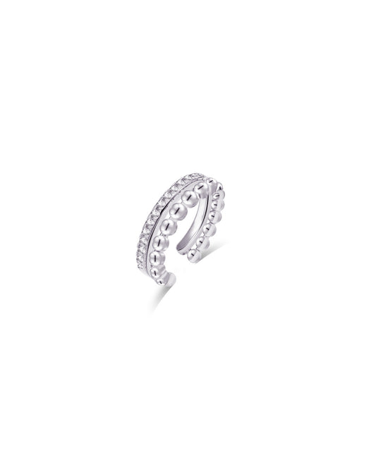 one line CZ and beads earcuff.