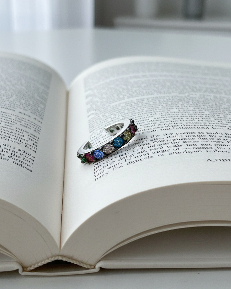 colorful CZ one line ear-cuff