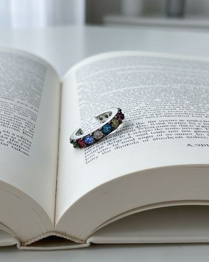 colorful CZ one line ear-cuff