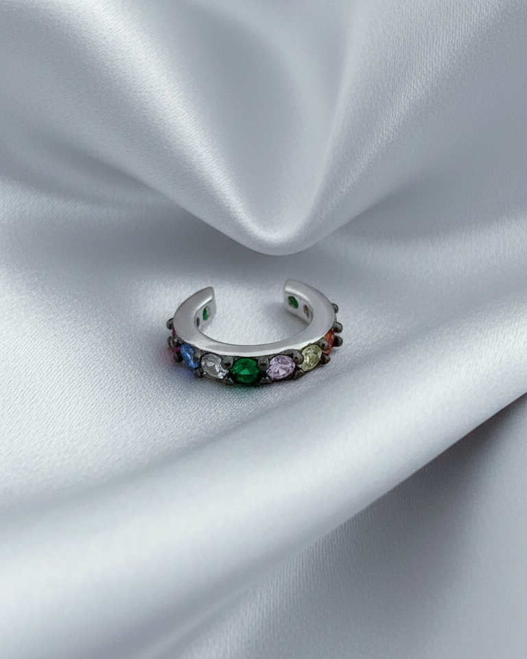 colorful CZ one line ear-cuff