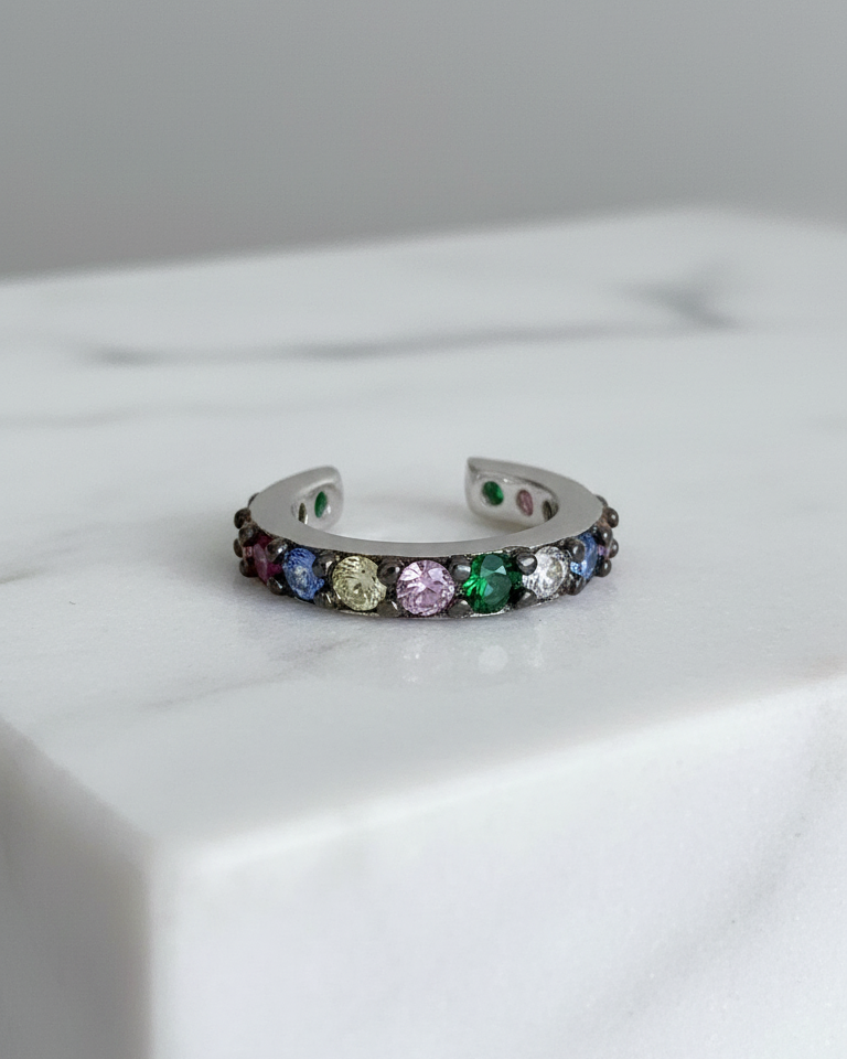 colorful CZ one line ear-cuff