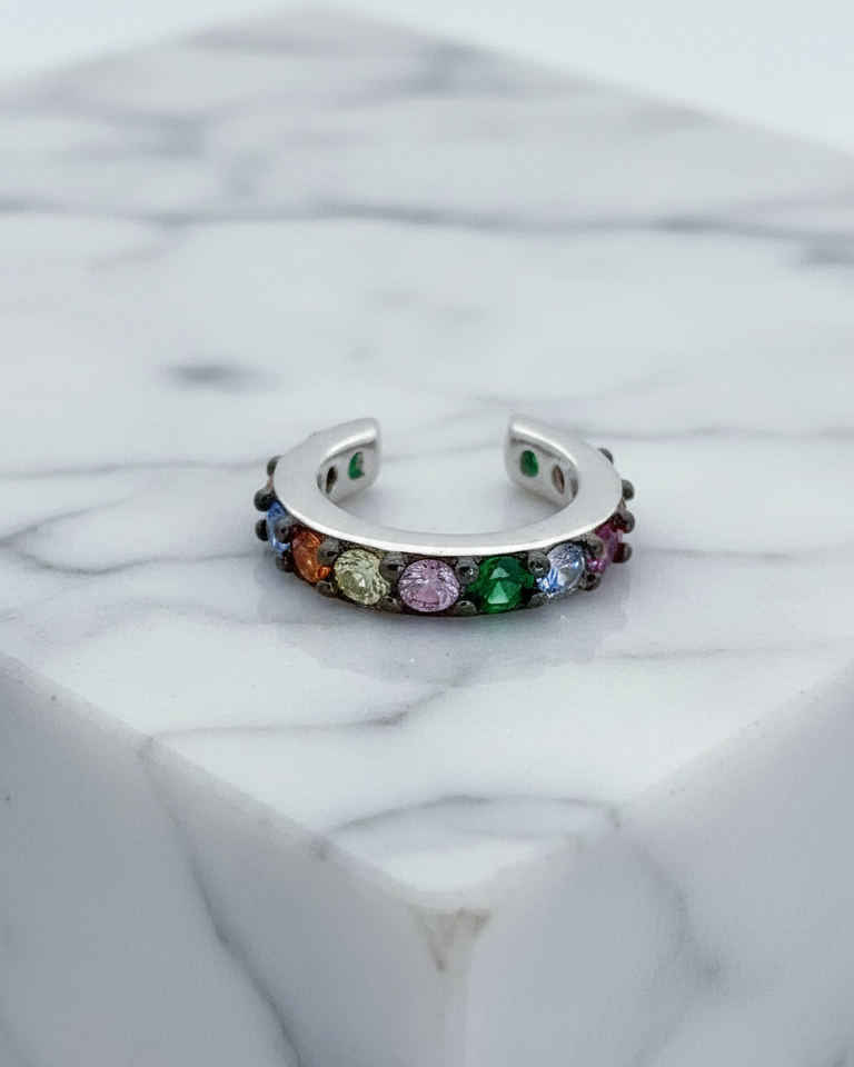 colorful CZ one line ear-cuff