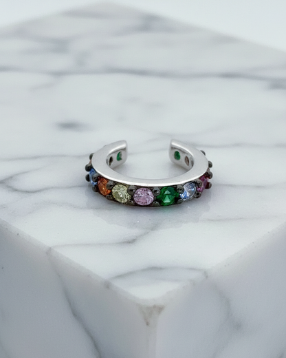 colorful CZ one line ear-cuff