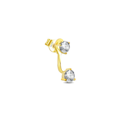 back and front two round stones earring.