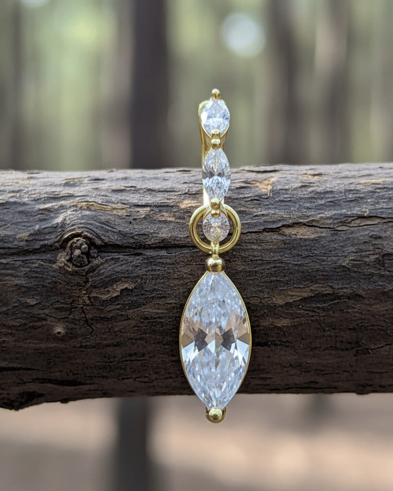 Sterling Silver CZ Marquise Drop Earring