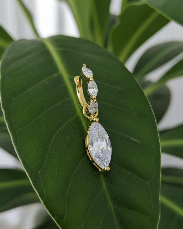 Sterling Silver CZ Marquise Drop Earring