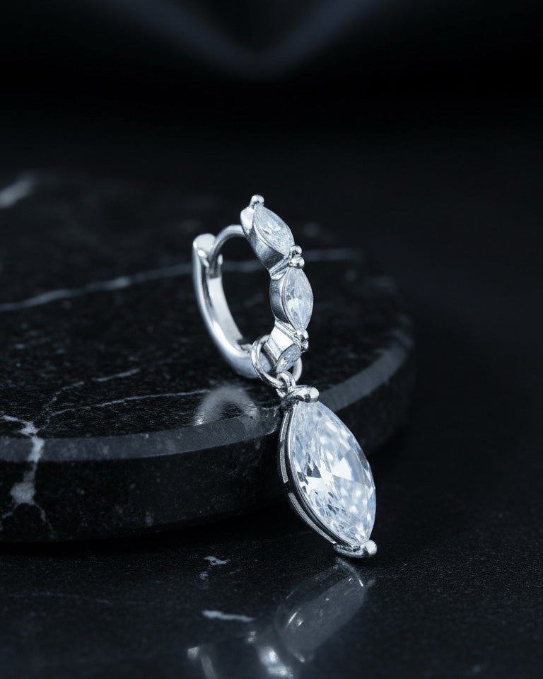 Sterling Silver CZ Marquise Drop Earring