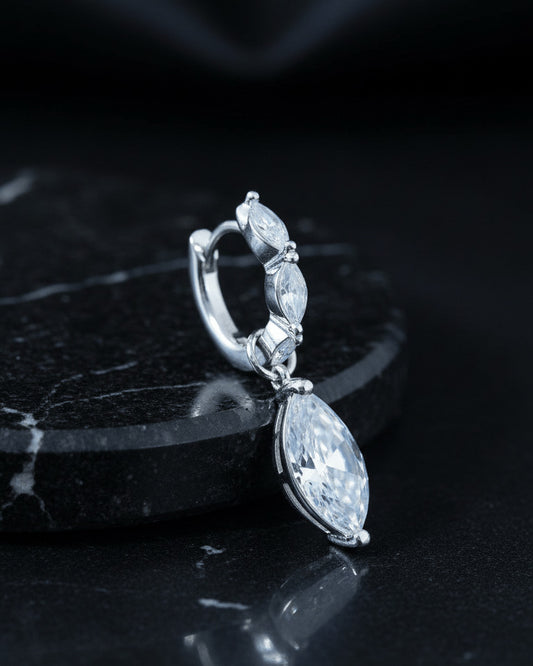 Sterling Silver CZ Marquise Drop Earring