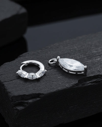 Sterling Silver CZ Marquise Drop Earring