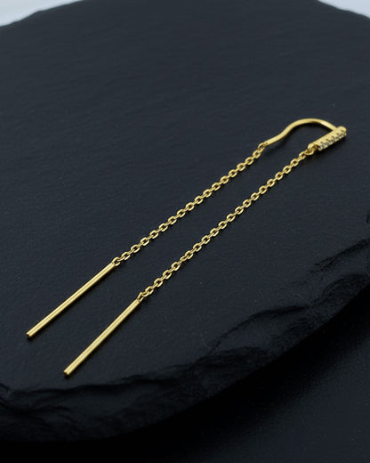 CZ bar threader style earring.
