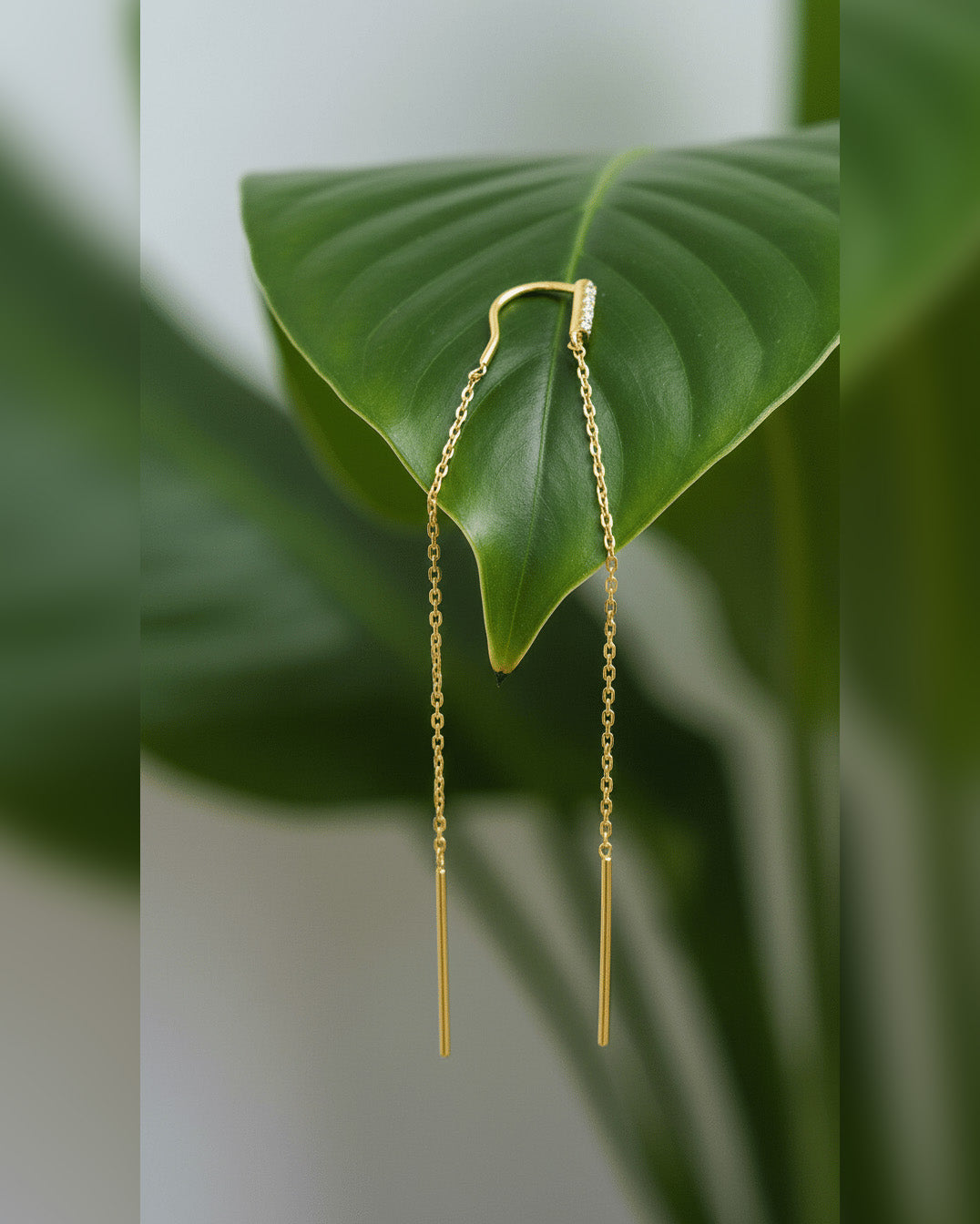 CZ bar threader style earring.