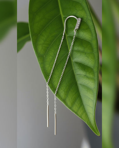 CZ bar threader style earring.