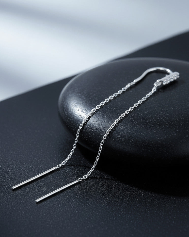 CZ bar threader style earring.