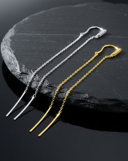 CZ bar threader style earring.
