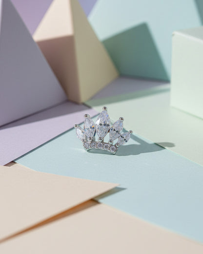Tiara shape stud earring of marquise stones.
