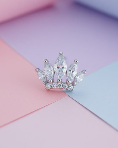 Tiara shape stud earring of marquise stones.