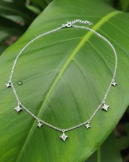Sterling Silver CZ Star Charm Necklace