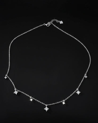 Sterling Silver CZ Star Charm Necklace