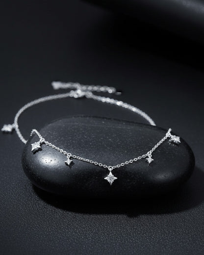 Sterling Silver CZ Star Charm Necklace