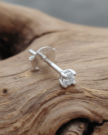 2 mm round CZ stud earring.
