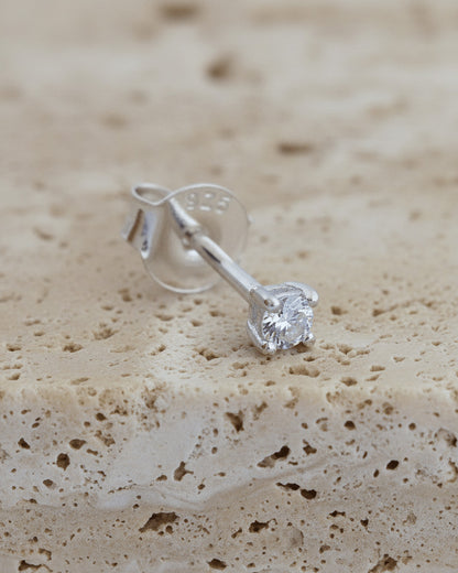 2 mm round CZ stud earring.