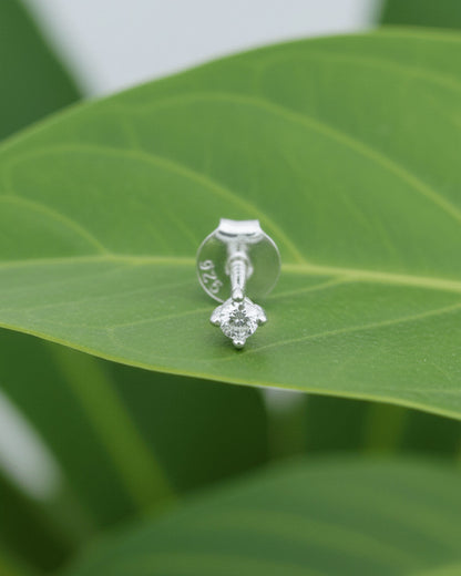 2 mm round CZ stud earring.