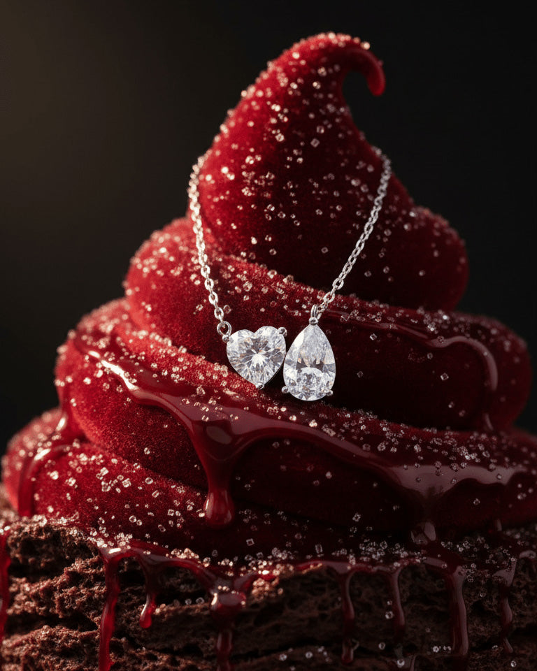 toi et moi heart and pear shape necklace.