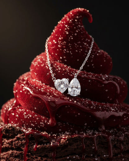 toi et moi heart and pear shape necklace.