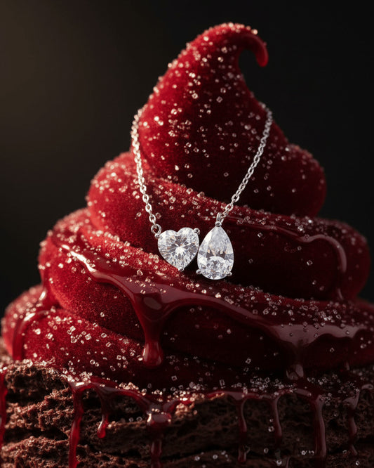 toi et moi heart and pear shape necklace.