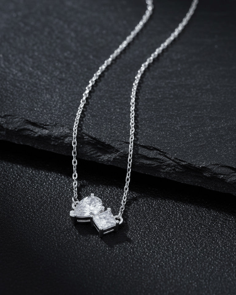 toi et moi princess and pear shape necklace.