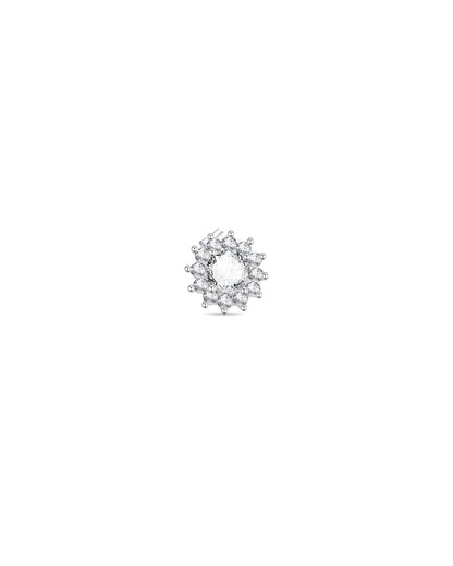 CZ round stone in a halo setting stud earrings.