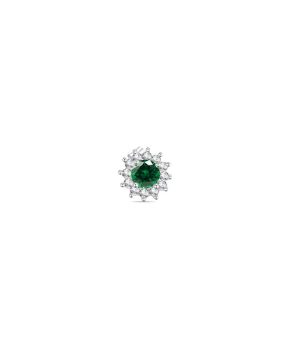 CZ round stone in a halo setting stud earrings.