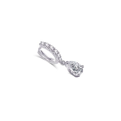 CZ tear drop shape huggie hoop earring.