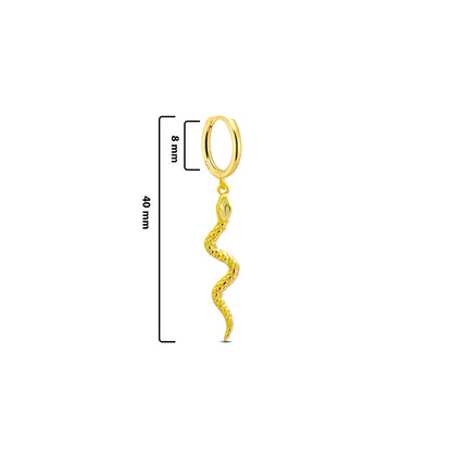 Huggie hoop dangling snake earring.