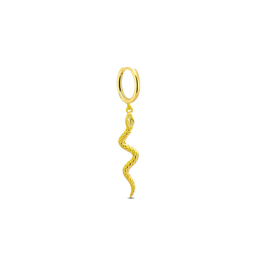 Huggie hoop dangling snake earring.