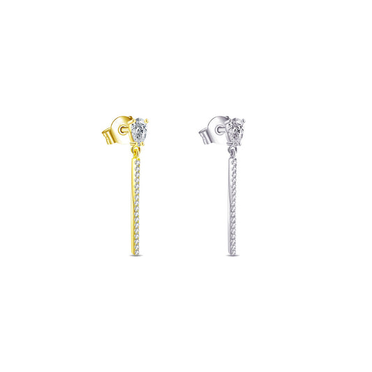 pear shape with a dangling bar stud earring.