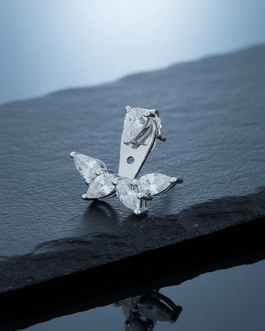 Back and front pear shape stones earring.