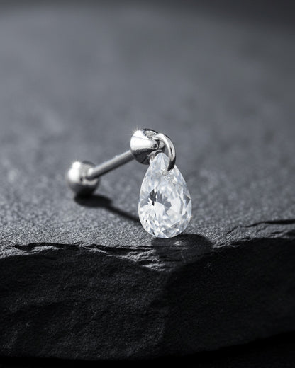 floating dangling pear CZ stone piercing earring.