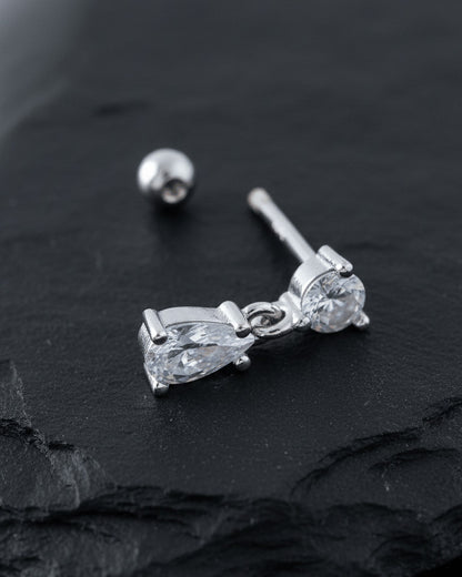with CZ stone with dangling pear shape ballback piercing earring.