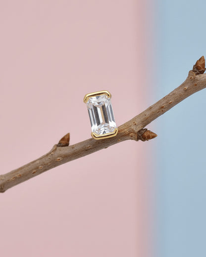 rectangular shape CZ piercing flat-back earring.