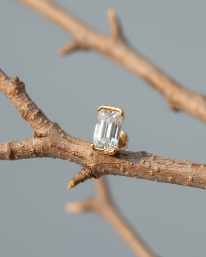 rectangular shape CZ piercing flat-back earring.