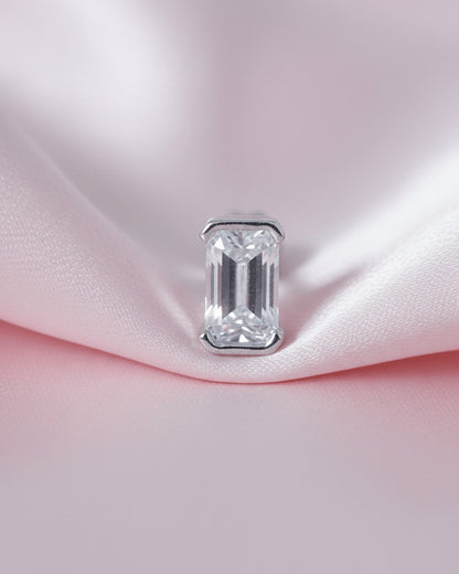 rectangular shape CZ piercing flat-back earring.